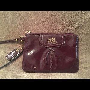 Coach Wine Patent Leather Wristlet